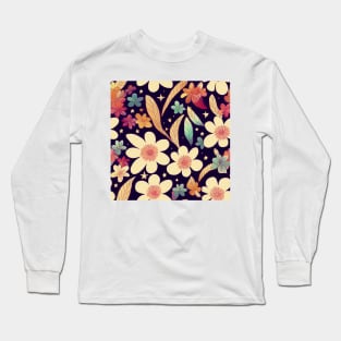 Peace_and_Love_Flowers_and_Stars_Hippie_Design Long Sleeve T-Shirt